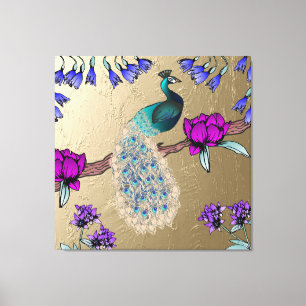 Lienzo Peacock En Oro
