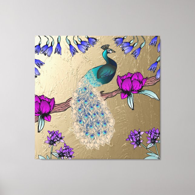 Lienzo Peacock En Oro (Anverso)