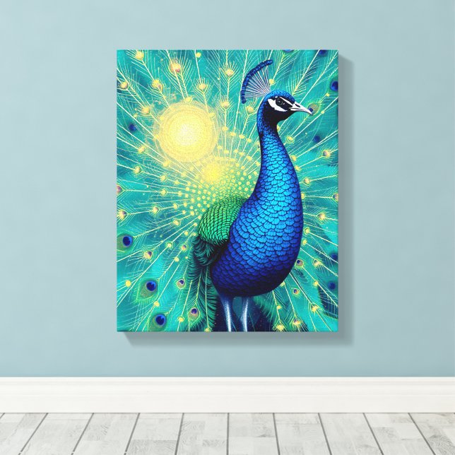 Lienzo Peacock Energies in Bloom – Premium Wrapped Canvas (Insitu (piso de madera))
