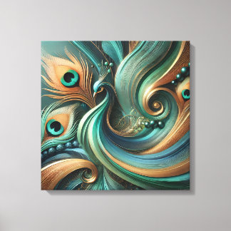 Lienzo Peacock Feathers in Abstract Flow Canvas Art