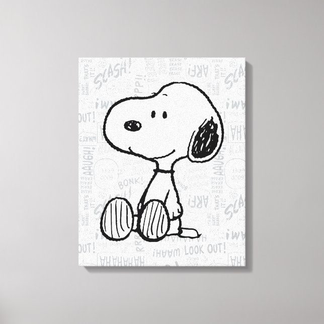 Lienzo PEANUTS | Snoopy on Black White Comics (Anverso)