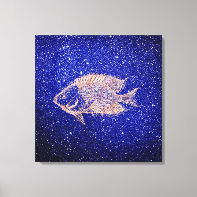 Lienzo Peces Rojos Marítimo Vida marina Rosa Rosa Oro1 (Anverso)