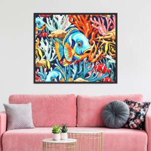 Lienzo Peces Tropicales Vibraciones Veraniegas Coloridas