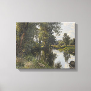 Lienzo Peder Monsted - Paisaje de verano con inundaciones