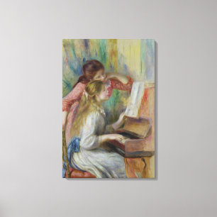 Lienzo Pedro chicas jóvenes de Renoir un en el piano