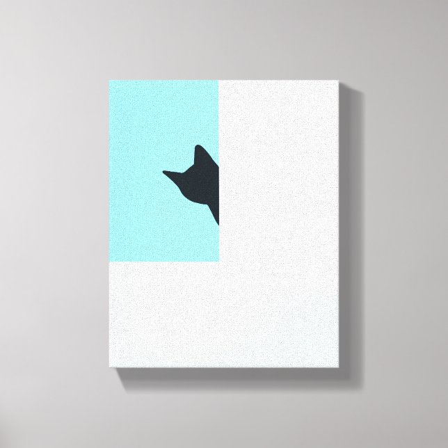 Lienzo Peekaboo | Pintura de esquina con un gato que alca (Anverso)