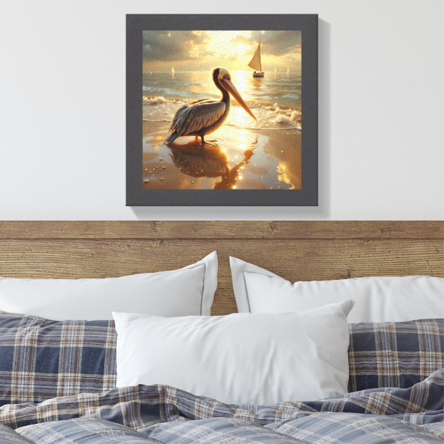 Lienzo Pelican in the morning glow of sunrise (Insitu(Dormitorio))