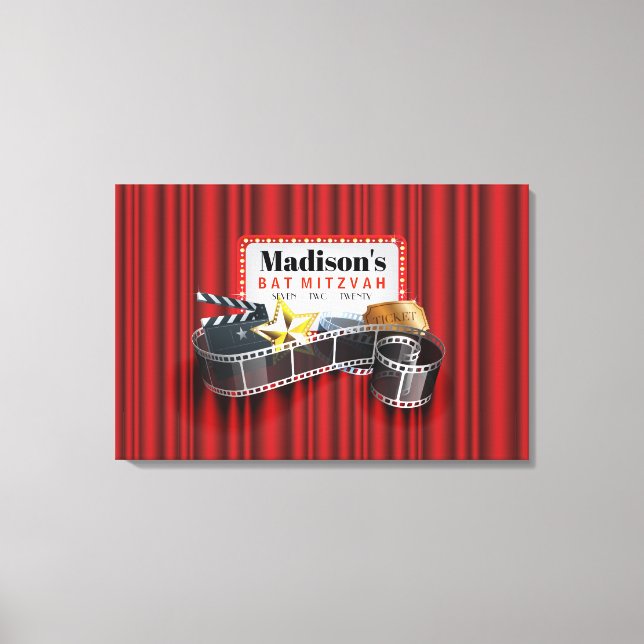 Lienzo PELÍCULA ESTRELLA Bat Bar Rótulo Mitzvah En Junta  (Anverso)