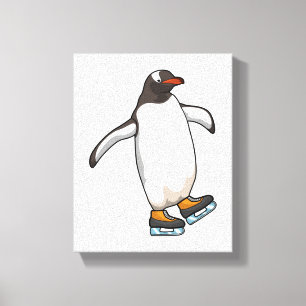 Lienzo Penguin at Ice skating with Ice skates