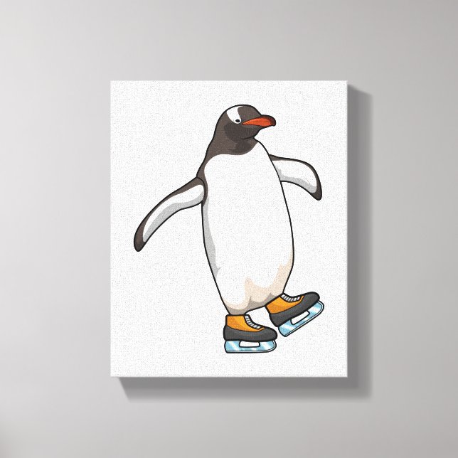 Lienzo Penguin at Ice skating with Ice skates (Anverso)