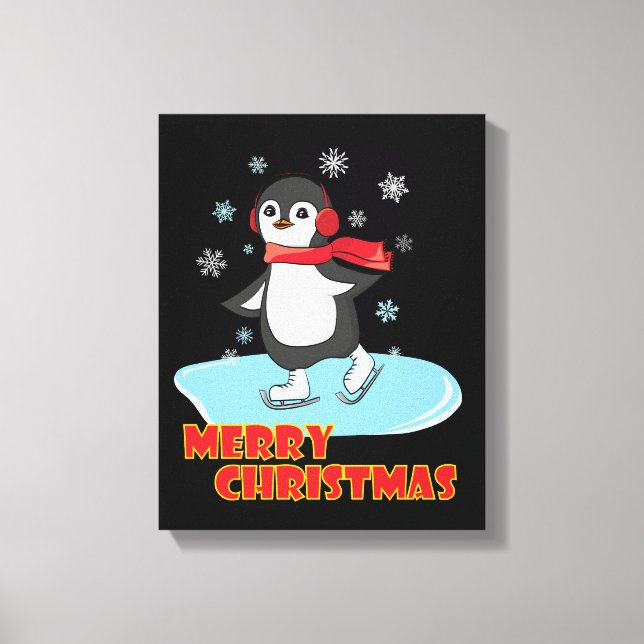 Lienzo Penguin de invierno dulce navideño (Anverso)