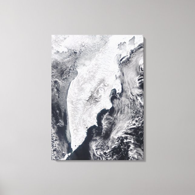 Lienzo Península de Kamchatka, Rusia Oriental (Anverso)