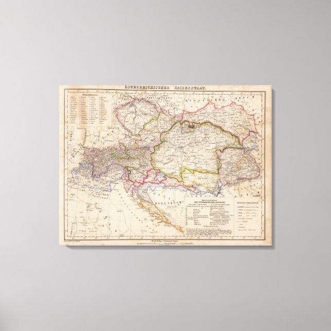 Lienzo Península de los Balcanes, Austria, Hungría (Anverso)