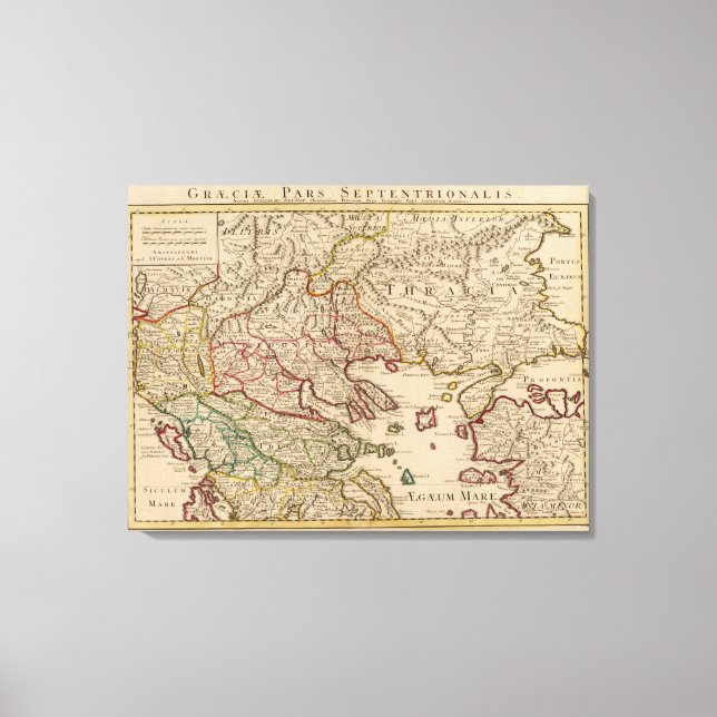 Lienzo Península de los Balcanes, Grecia, Macedonia (Anverso)