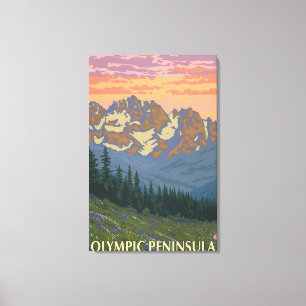 Lienzo Península olímpica, flores de WashingtonSpring