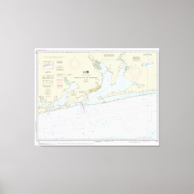 Lienzo Pensacola Bay y el gráfico náutico 11382 (Anverso)