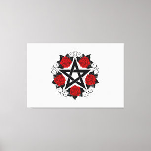 Lienzo Pentagram con rosas rojas