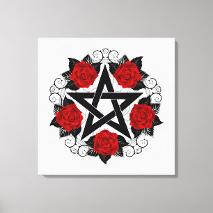 Lienzo Pentagram con rosas rojas