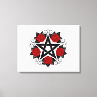 Pentagram con rosas rojas