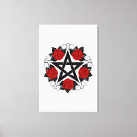 Pentagram con rosas rojas