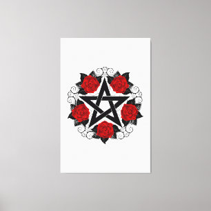 Lienzo Pentagram con rosas rojas