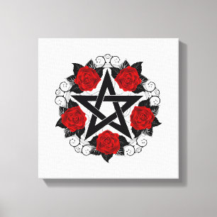 Lienzo Pentagram con rosas rojas