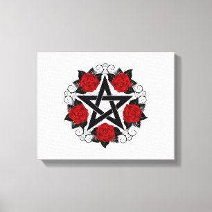 Lienzo Pentagram con rosas rojas