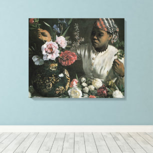 Lienzo Peonías de mujer africana de Frederic Bazille, Flo