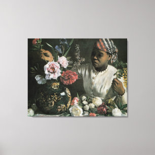 Lienzo Peonías de mujer africana de Frederic Bazille, Flo