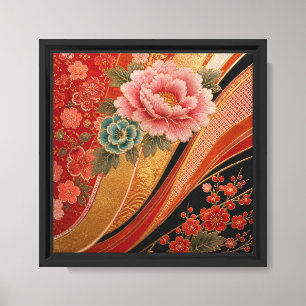 Lienzo Peonías del Kimono Carmesí