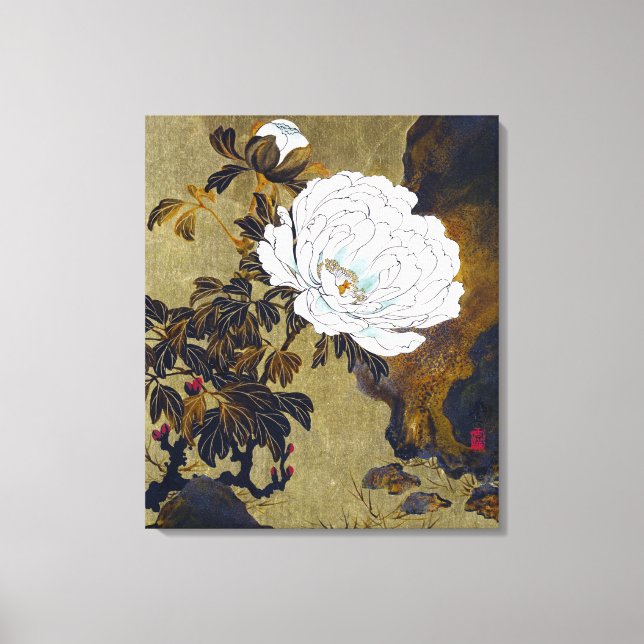 Lienzo Peonies de Shibata Zeshin (Anverso)