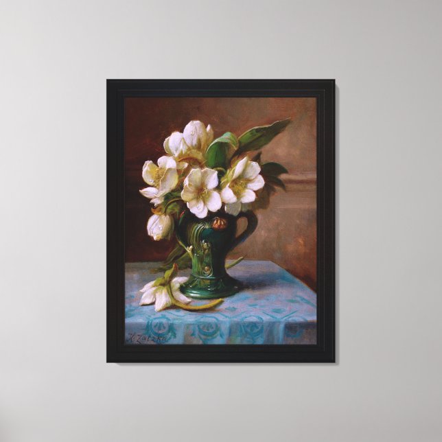 Lienzo Peonies en una maleta por Hans Zatzka (Anverso)