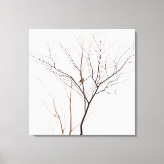 Lienzo Pequeña ave en ramas de árboles Naturaleza Minimal