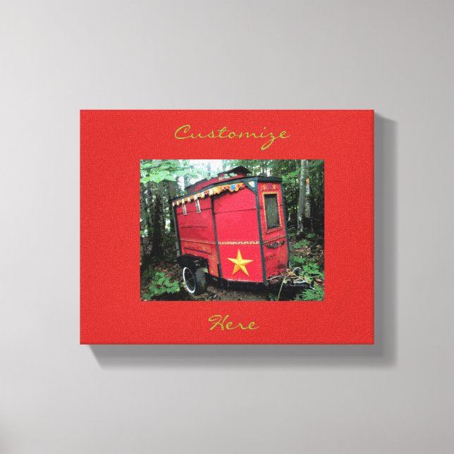 Lienzo Pequeña caravana gitana roja personalizada (Anverso)