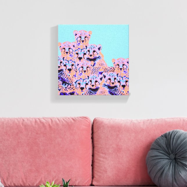 Lienzo Pequeña familia de guepardos rosados y melocotones (Insitu (Sala de estar))