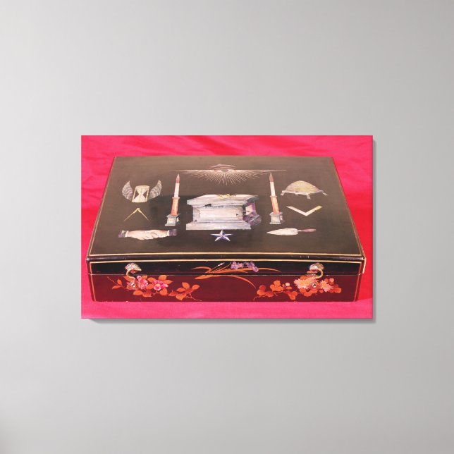 Lienzo Pequeño funda de madera con símbolos de masonería (Anverso)