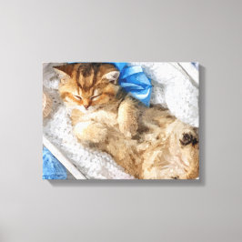 Lienzo Pequeño Kitty Entre Los Yarns