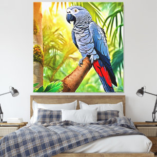 Lienzo Percha de loro gris