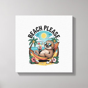 Lienzo Perezoso con helado verano playa por favor