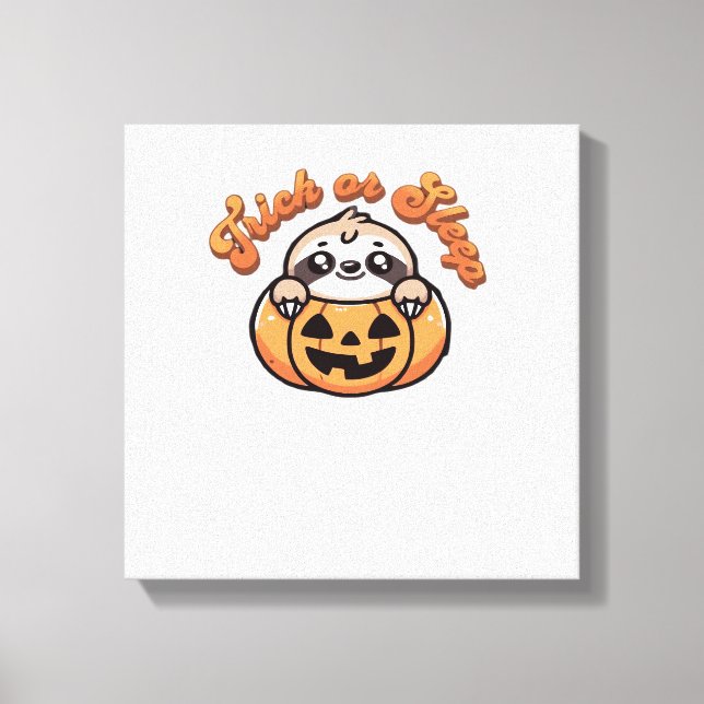 Lienzo Perezoso de Halloween Truco o Dormir Lindos Perezo (Anverso)