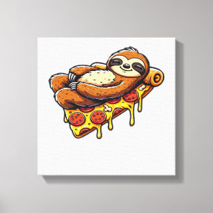 Lienzo Perezoso divertido comiendo pizza, Camiseta clásic
