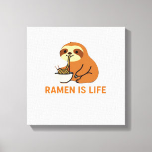 Lienzo Perezoso Lindo Comiendo Ramen � Diseño Divertido d