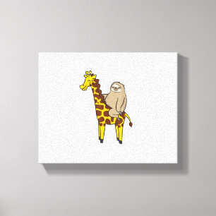 Lienzo Perezoso Lindo Montado En Jirafa Ama Jirafas y Per