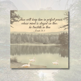Lienzo Perfect Peace Isaiah 26:3 Vintage Lake Scene