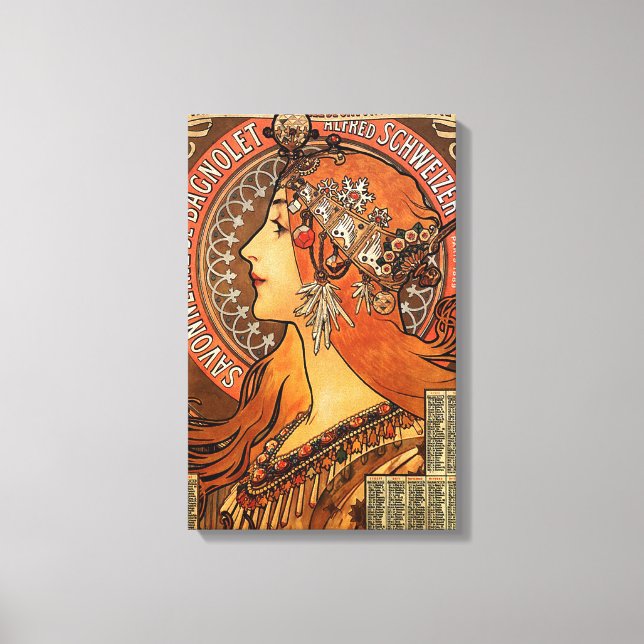 Lienzo Perfil de mujeres hermosas - Mucha (Anverso)