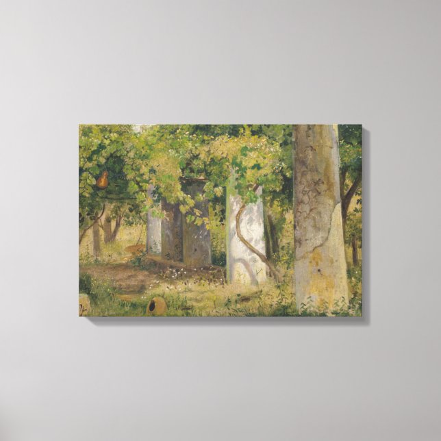 Lienzo Pérgola Con Uvas De Vino (Paisaje De Viñedo) (Anverso)