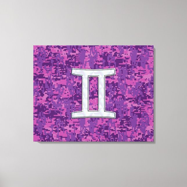 Lienzo Perla como Rótulo Gemini Zodiac en camo digital (Anverso)