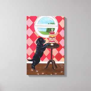 Lienzo Perrito de Labrador e ilustraciones negros de las