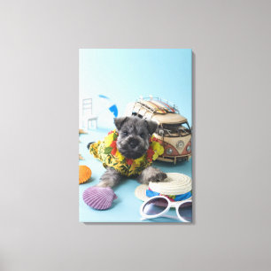 Lienzo Perrito del Schnauzer miniatura y vacaciones de