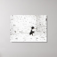 Perro acuático portugués en una habitación cubiert